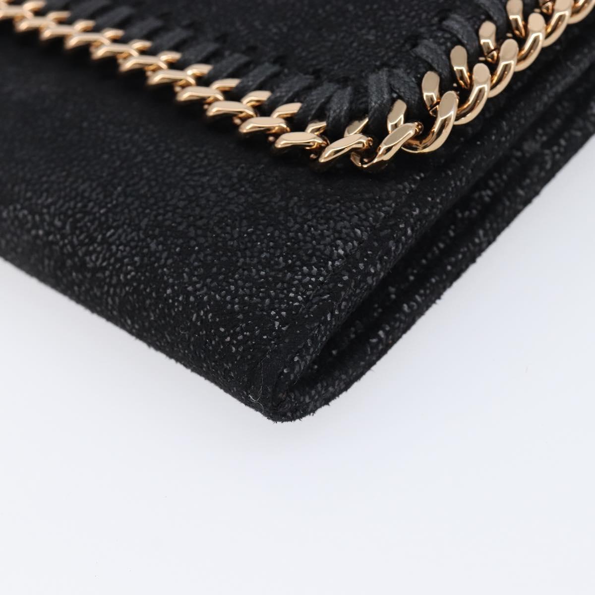 Stella McCartney Fabera Long Wallet Polyester Black Gold Auth bs38046