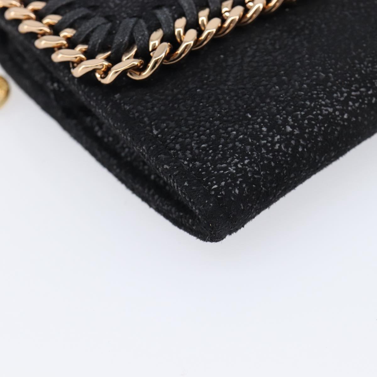 Stella McCartney Fabera Long Wallet Polyester Black Gold Auth bs38046