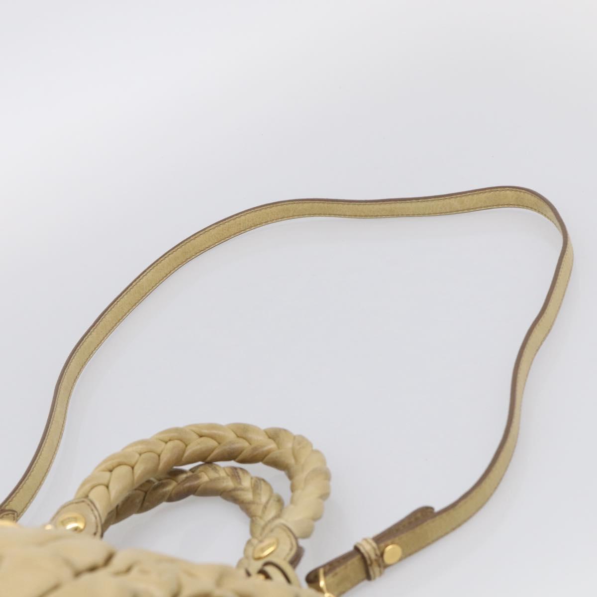 Miu Miu Matelasse Hand Bag Leather 2way Beige Gold Auth bs38051