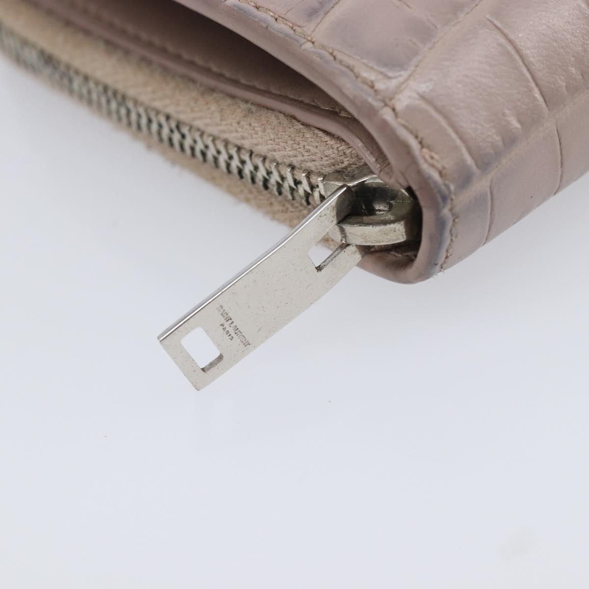 Saint Laurent Bifold Wallet Leather Pink Silver Auth bs38052
