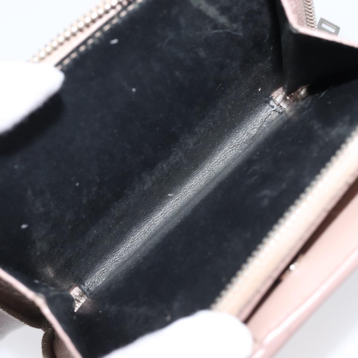 Saint Laurent Bifold Wallet Leather Pink Silver Auth bs38052
