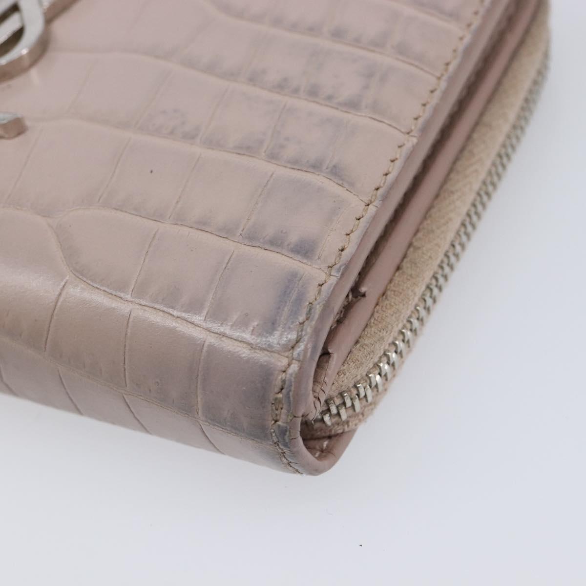 Saint Laurent Bifold Wallet Leather Pink Silver Auth bs38052