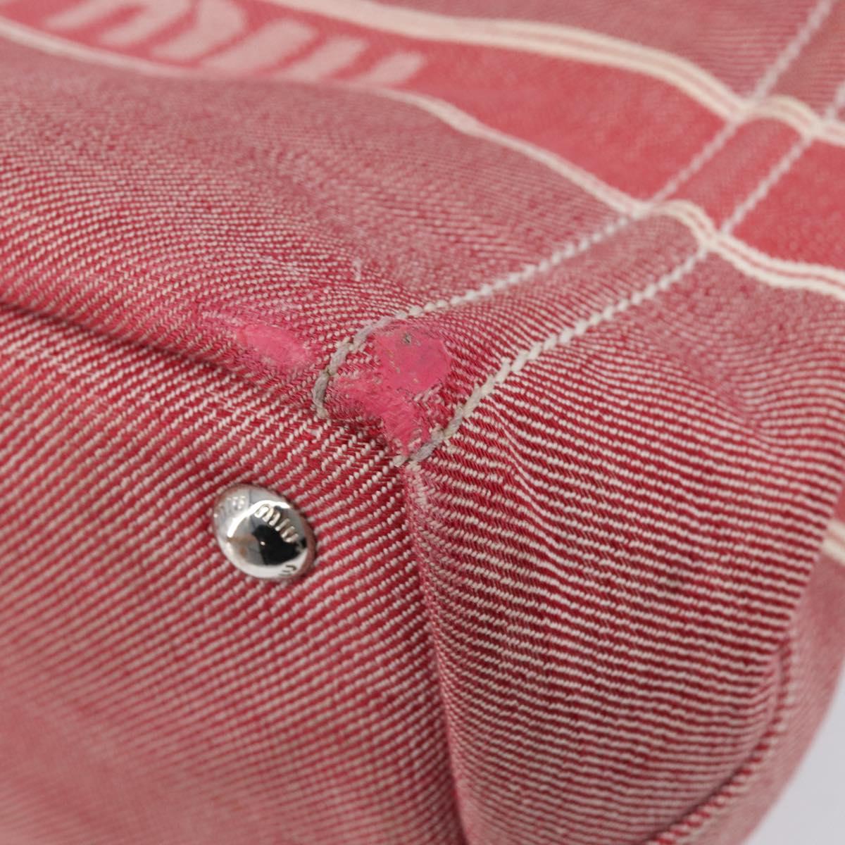 Miu Miu Hand Bag Denim 2way Red Silver Auth bs38056