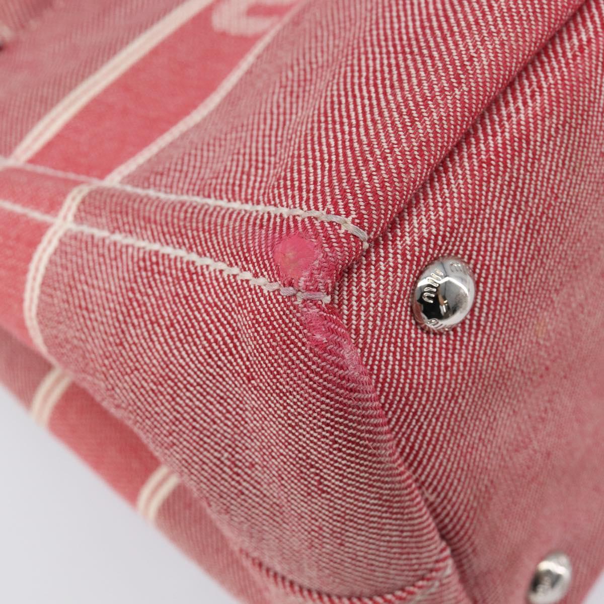 Miu Miu Hand Bag Denim 2way Red Silver Auth bs38056