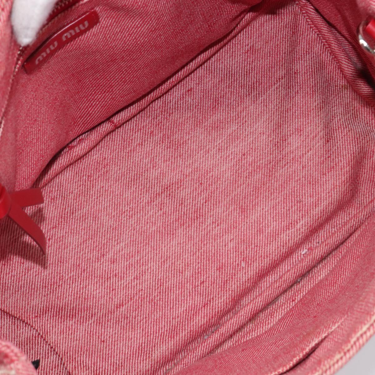 Miu Miu Hand Bag Denim 2way Red Silver Auth bs38056