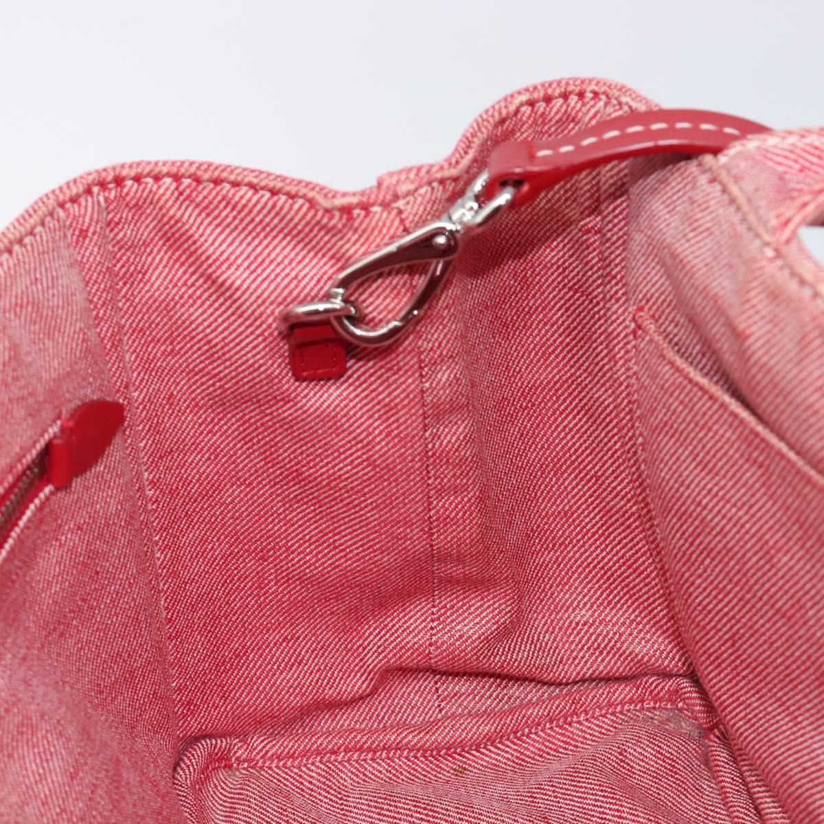 Miu Miu Hand Bag Denim 2way Red Silver Auth bs38056