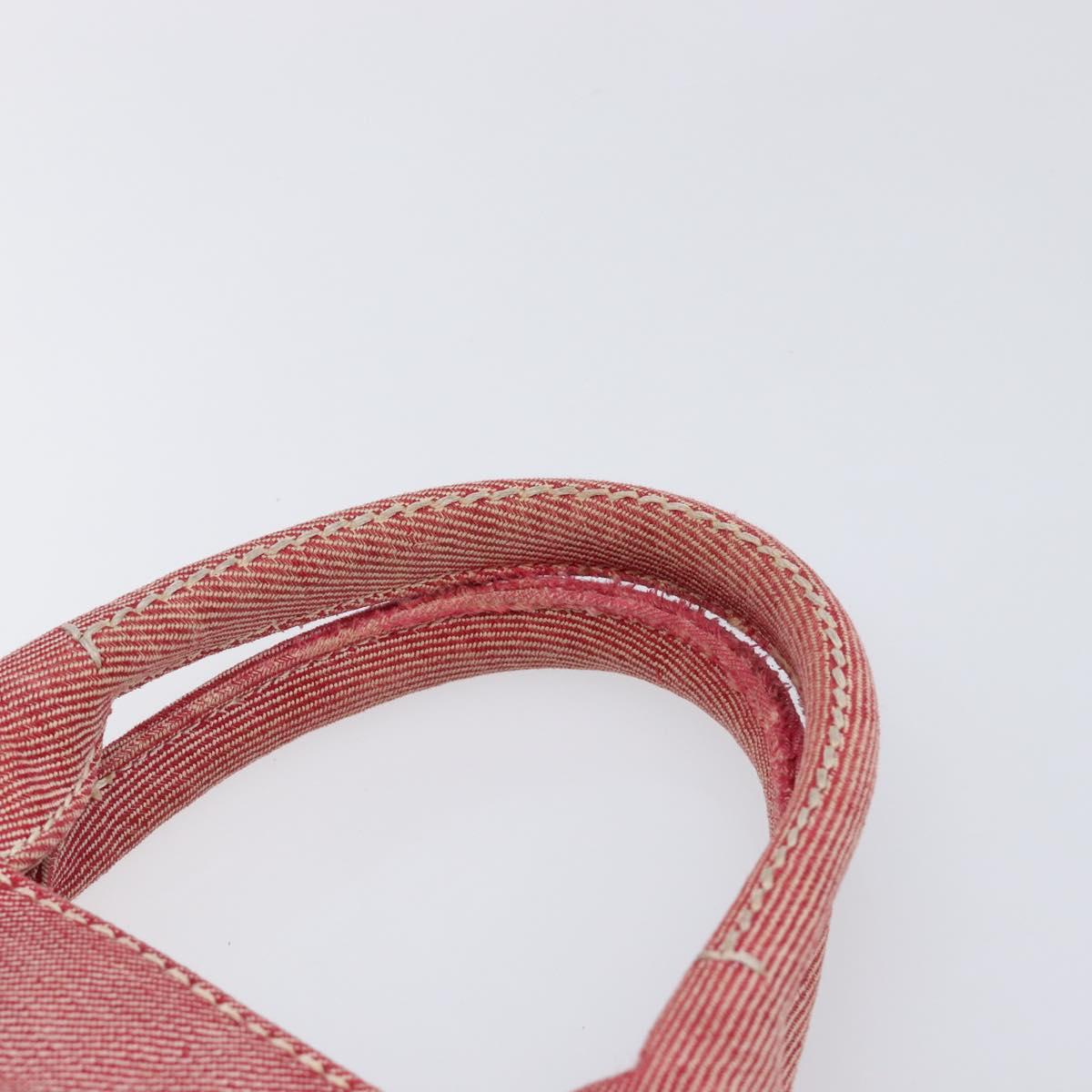 Miu Miu Hand Bag Denim 2way Red Silver Auth bs38056