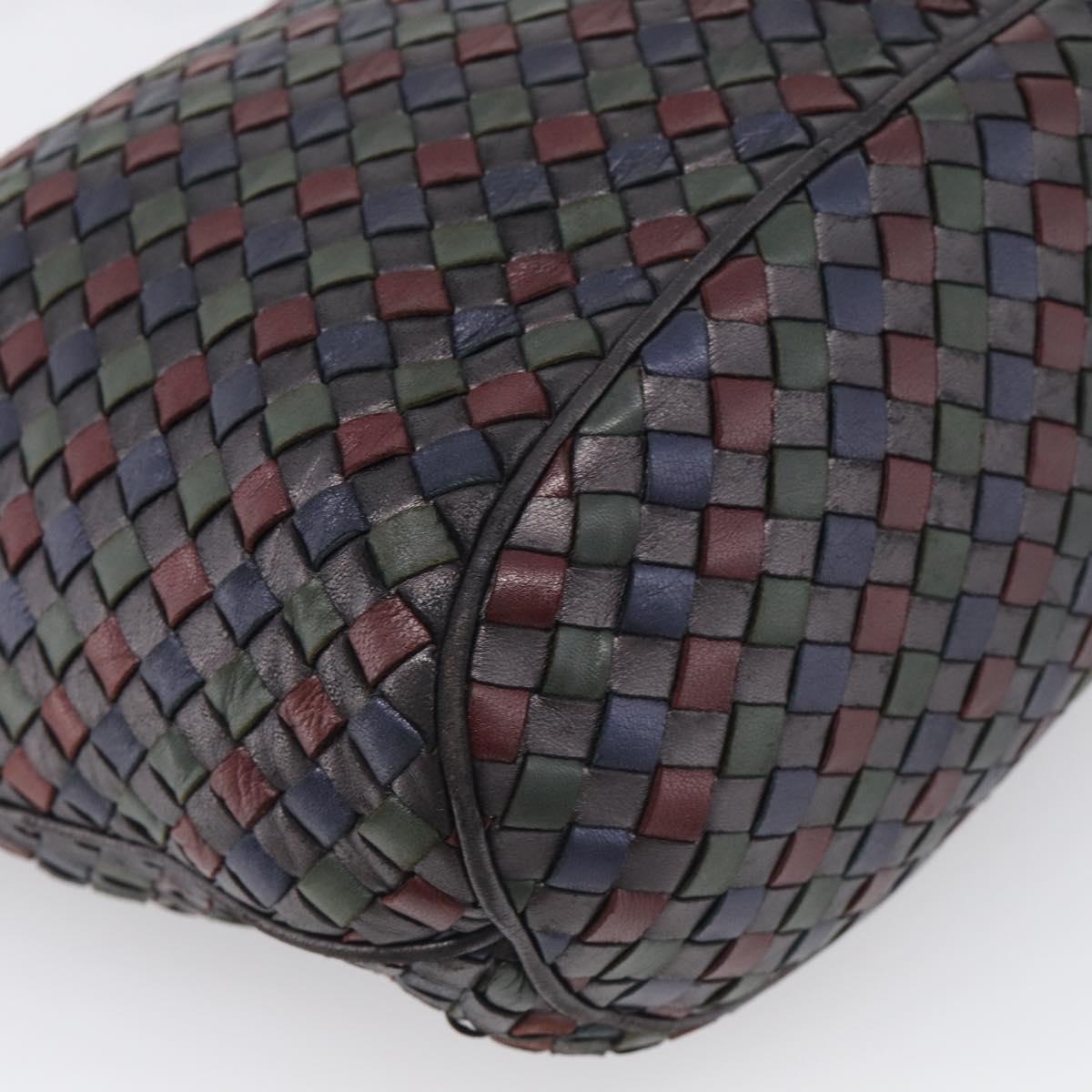 Bottega Veneta INTRECCIATO Shoulder Bag Leather Black Gold Auth bs38059