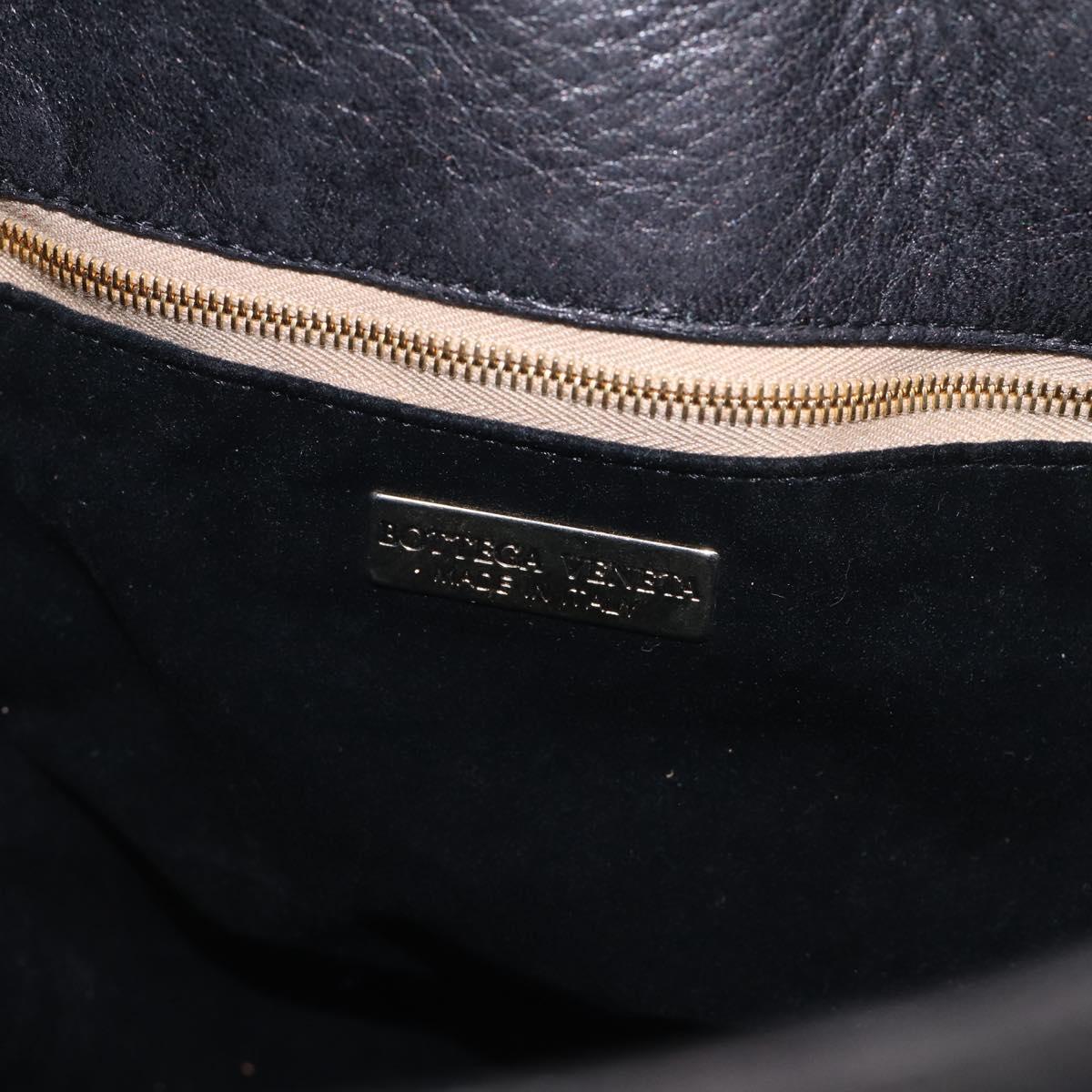Bottega Veneta INTRECCIATO Shoulder Bag Leather Black Gold Auth bs38059