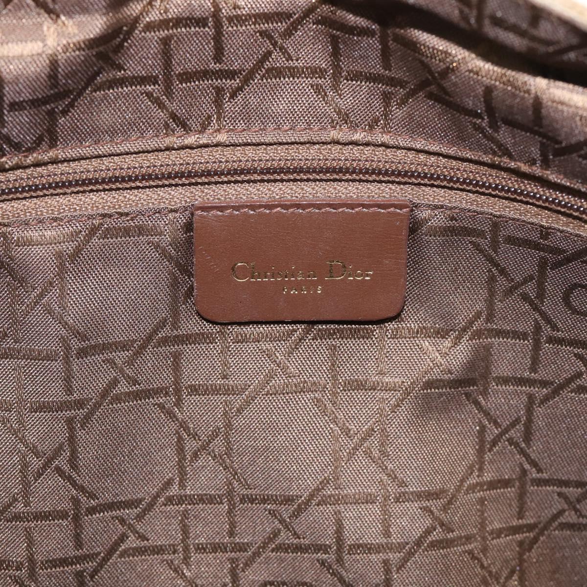 Christian Dior Canage Hand Bag Nylon White Gold Auth bs38060