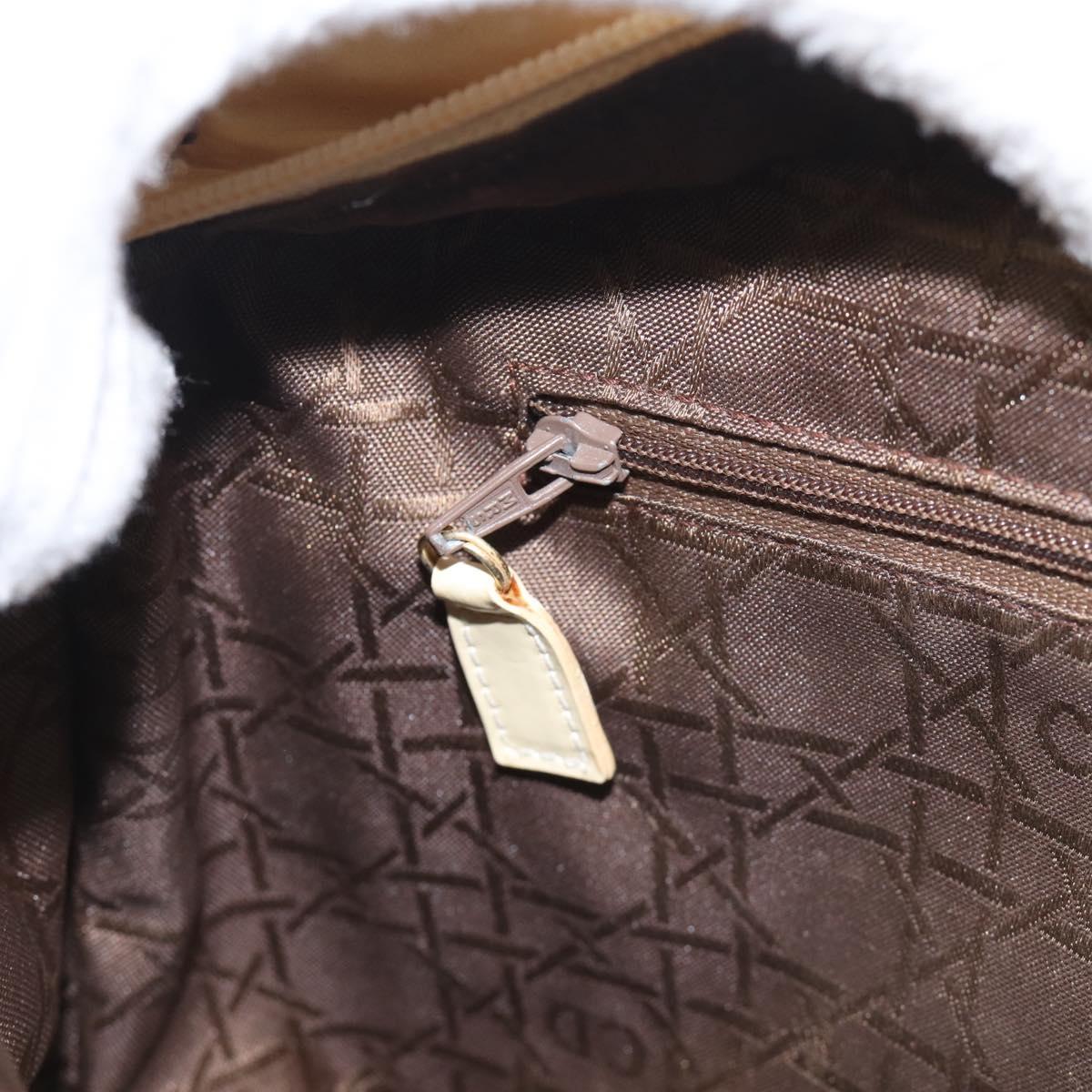 Christian Dior Canage Hand Bag Nylon White Gold Auth bs38060