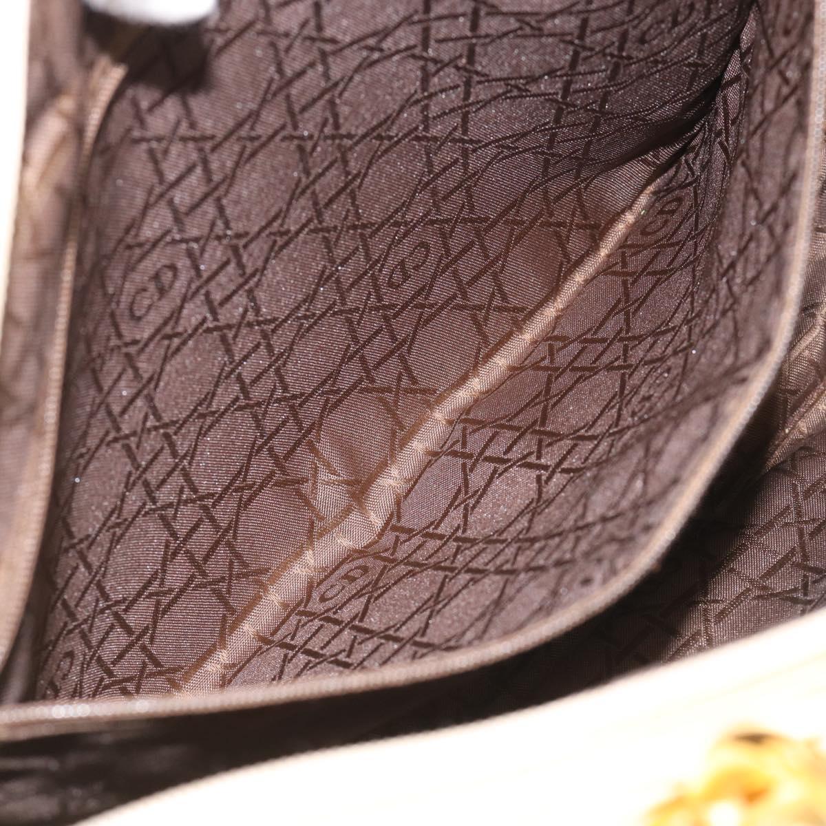 Christian Dior Canage Hand Bag Nylon White Gold Auth bs38060