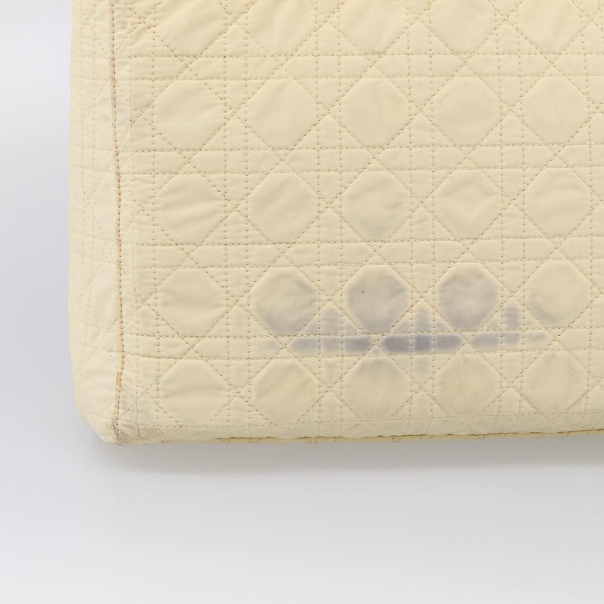 Christian Dior Canage Hand Bag Nylon White Gold Auth bs38060