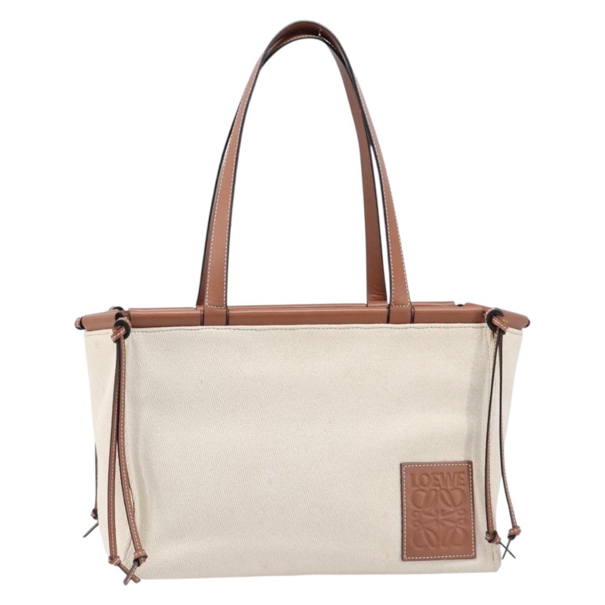 LOEWE Cushion Tote Bag Canvas White Auth bs38063A