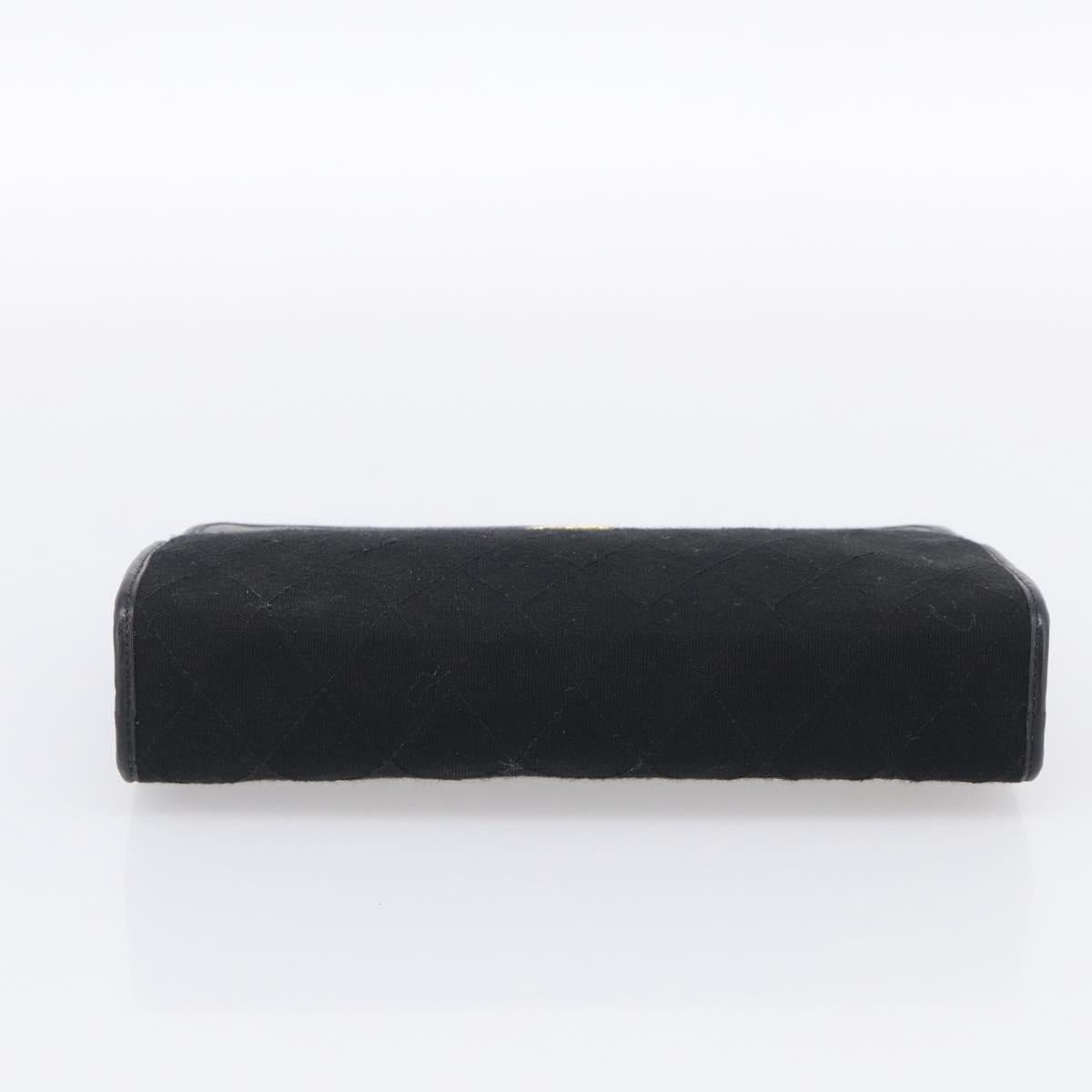 CHANEL Matelasse Clutch Bag Cotton Black Gold CC Auth bs38064