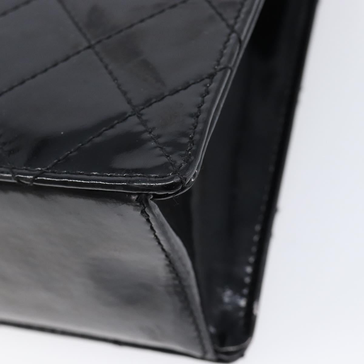 CHANEL Matelasse Hand Bag Patent Leather Black Gold CC Auth bs38065