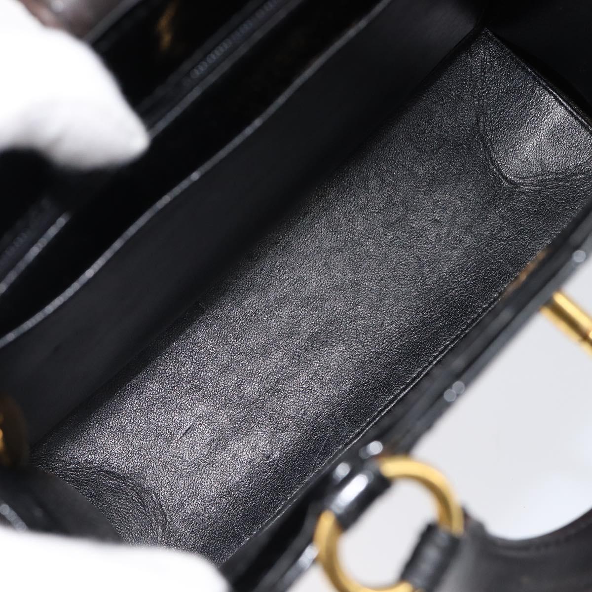 CHANEL Matelasse Hand Bag Patent Leather Black Gold CC Auth bs38065