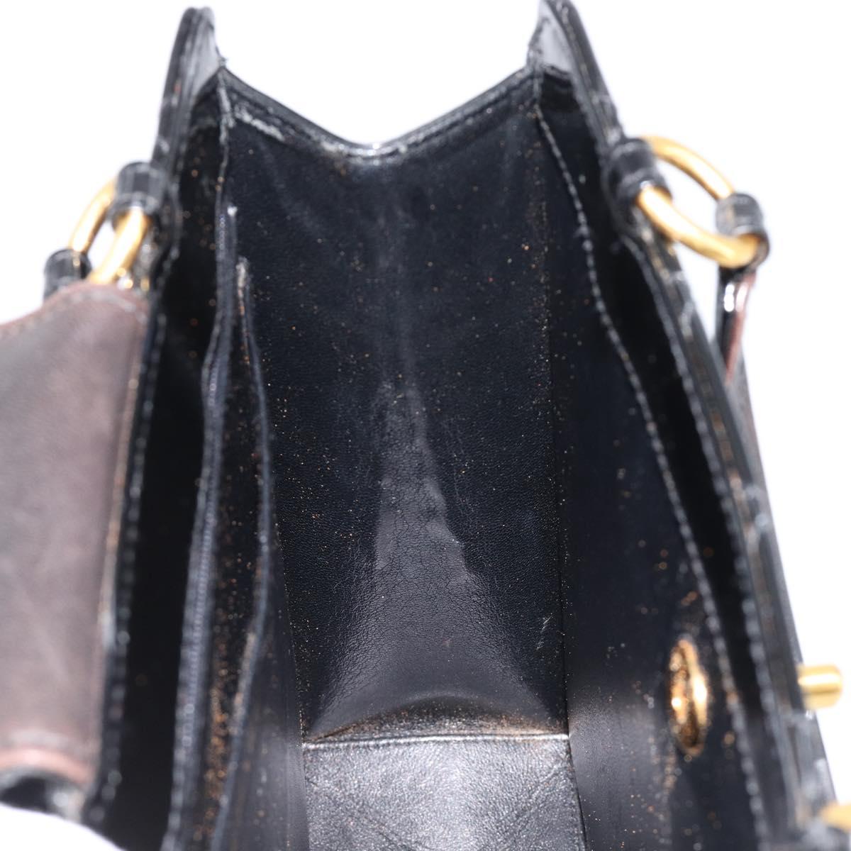 CHANEL Matelasse Hand Bag Patent Leather Black Gold CC Auth bs38065