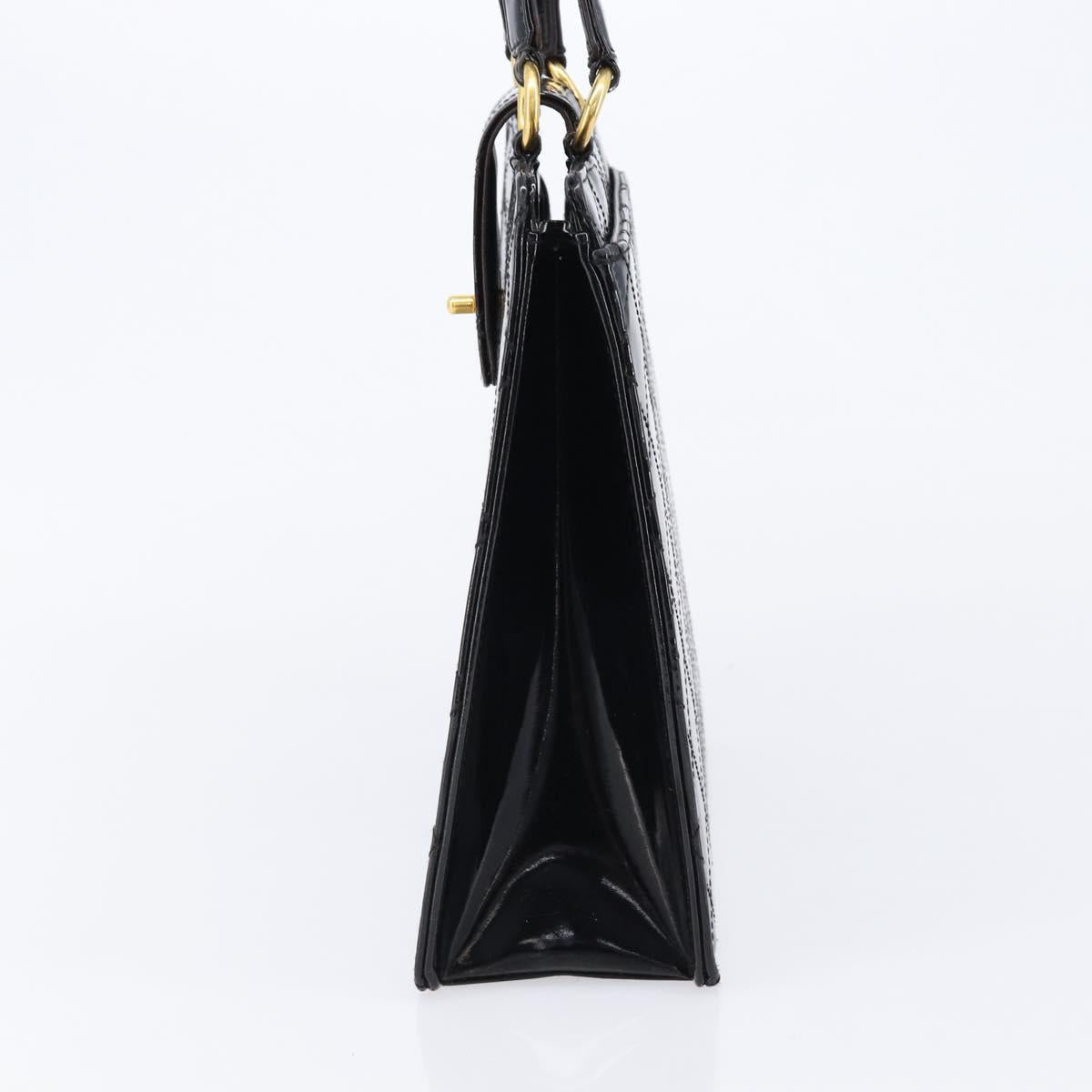 CHANEL Matelasse Hand Bag Patent Leather Black Gold CC Auth bs38065