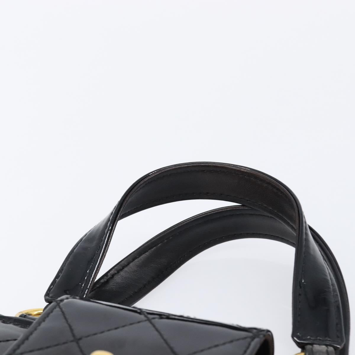 CHANEL Matelasse Hand Bag Patent Leather Black Gold CC Auth bs38065