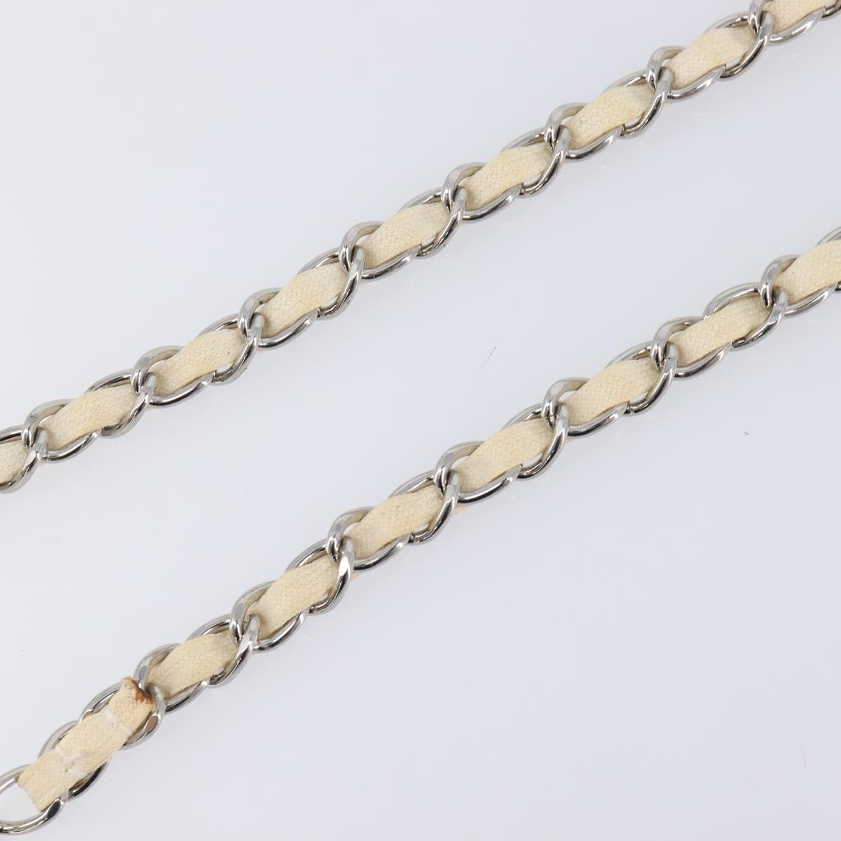 CHANEL Chain Belt Metal 31.5"" Silver CC Auth bs38068