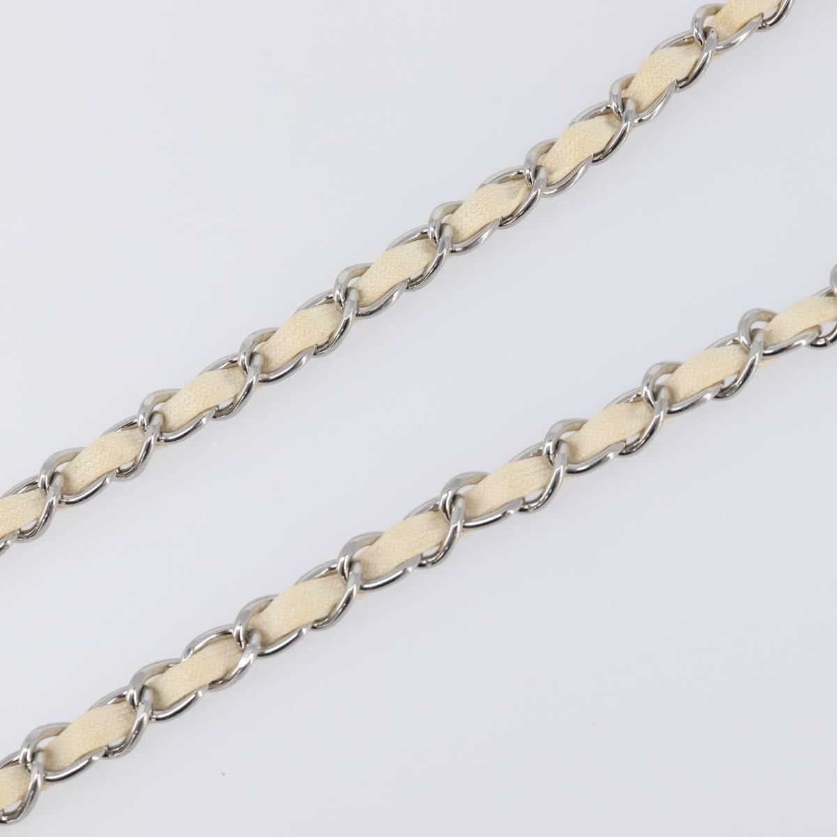CHANEL Chain Belt Metal 31.5"" Silver CC Auth bs38068