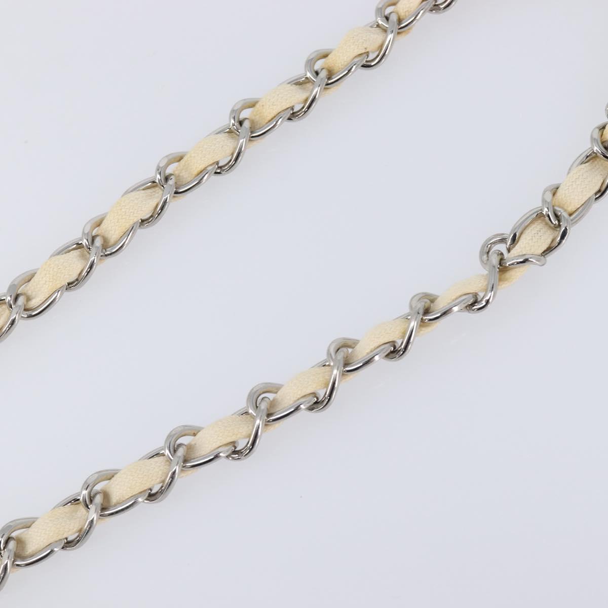 CHANEL Chain Belt Metal 31.5"" Silver CC Auth bs38068