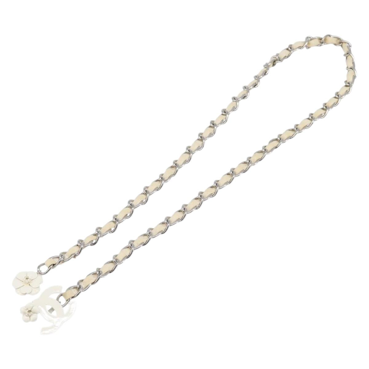 CHANEL Chain Belt Metal 31.5"" Silver CC Auth bs38068