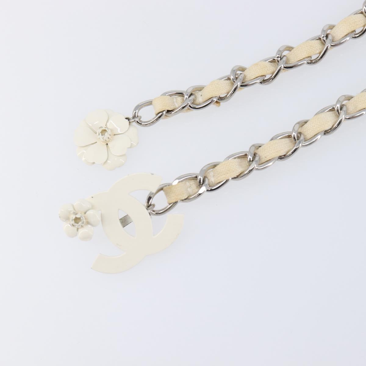 CHANEL Chain Belt Metal 31.5"" Silver CC Auth bs38068
