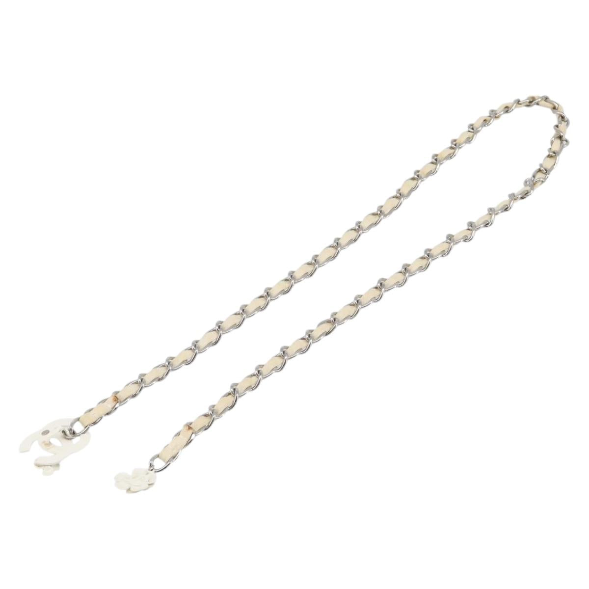 CHANEL Chain Belt Metal 31.5"" Silver CC Auth bs38068