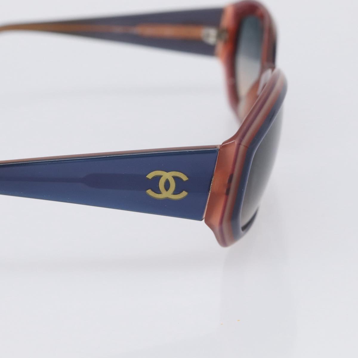 CHANEL Sunglasses Plastic 2 Set Black Blue CC Auth bs38070