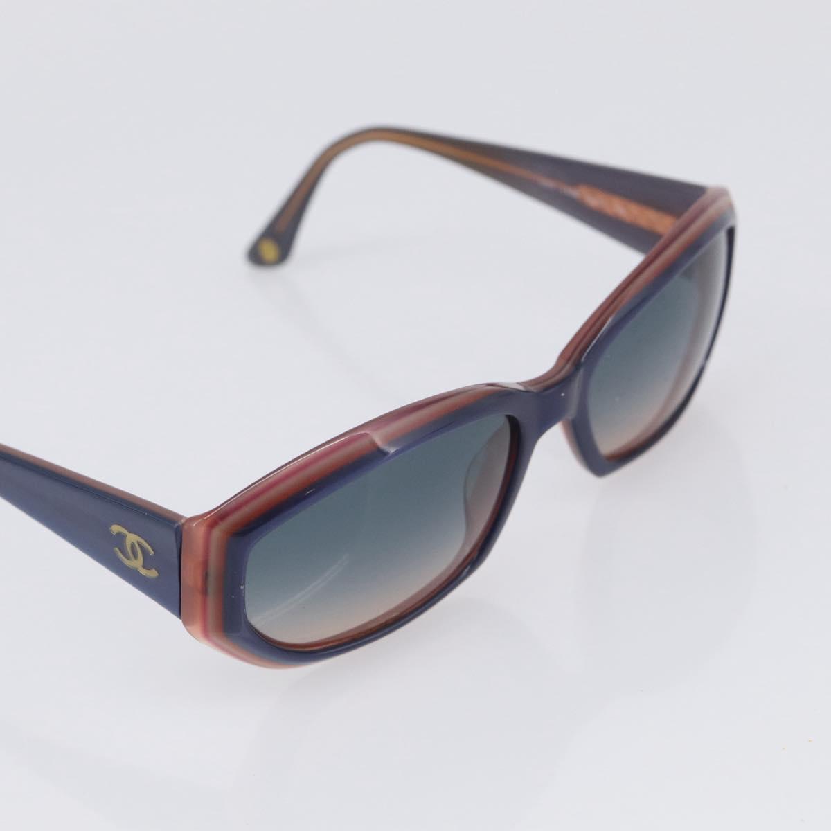 CHANEL Sunglasses Plastic 2 Set Black Blue CC Auth bs38070