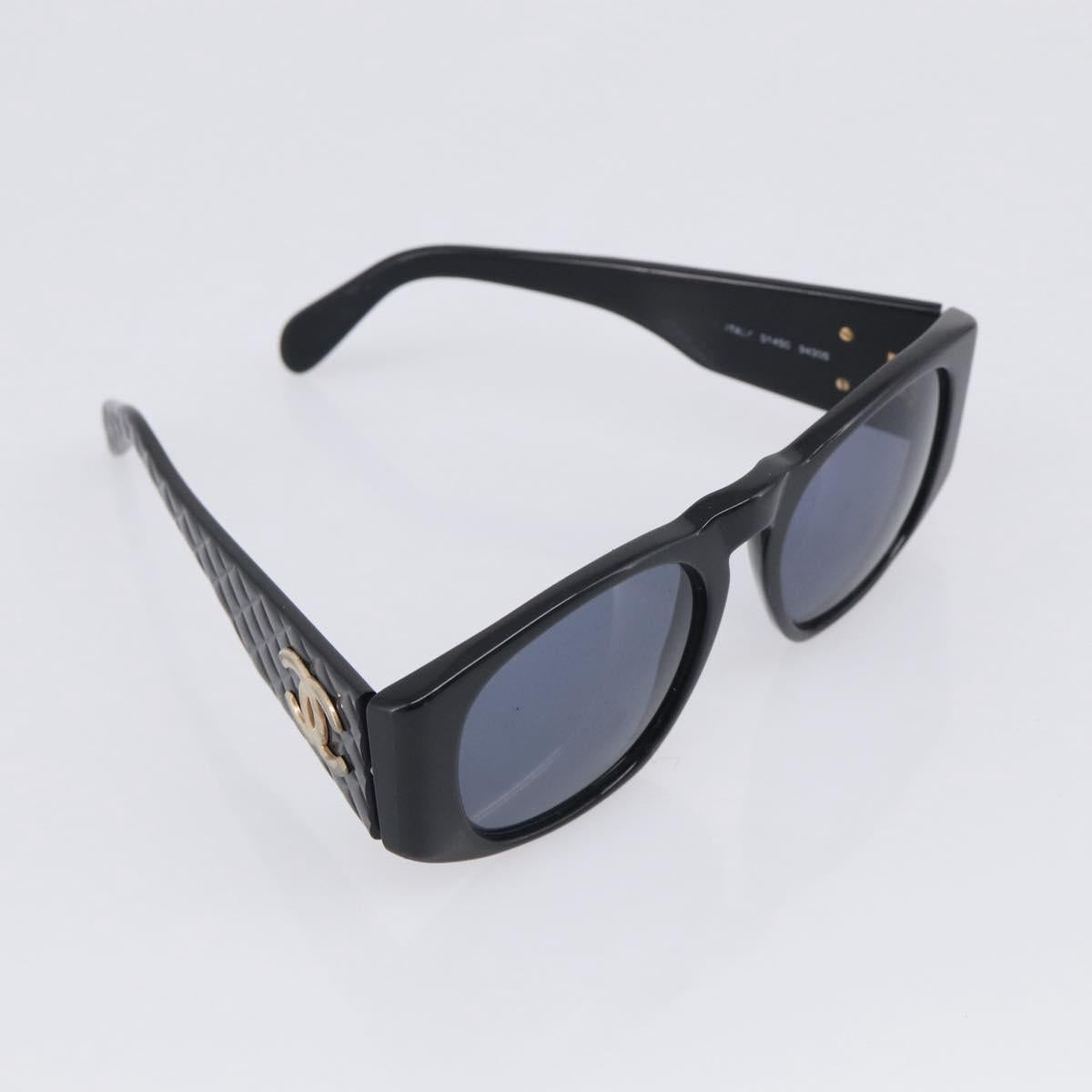 CHANEL Sunglasses Plastic 2 Set Black Blue CC Auth bs38070
