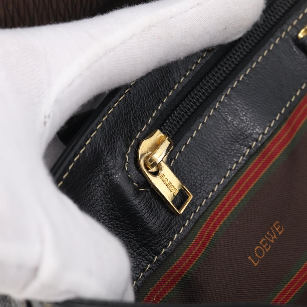 LOEWE Velazquez Hand Bag Leather 2way Black Gold Auth bs38072