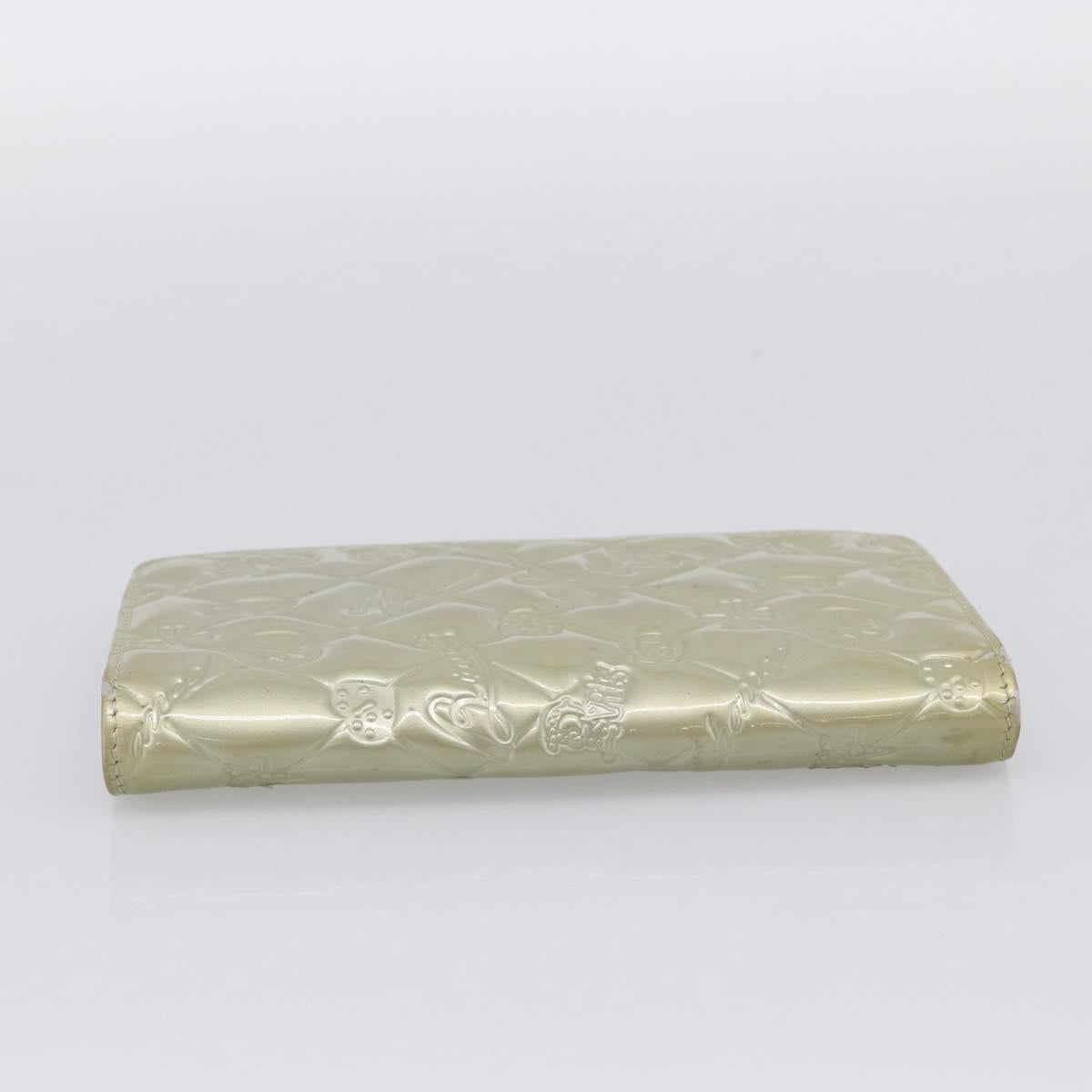 CHANEL Icon Line Long Wallet Leather Champagne Gold CC Auth bs38074