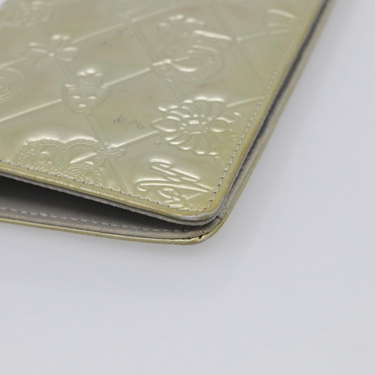 CHANEL Icon Line Long Wallet Leather Champagne Gold CC Auth bs38074