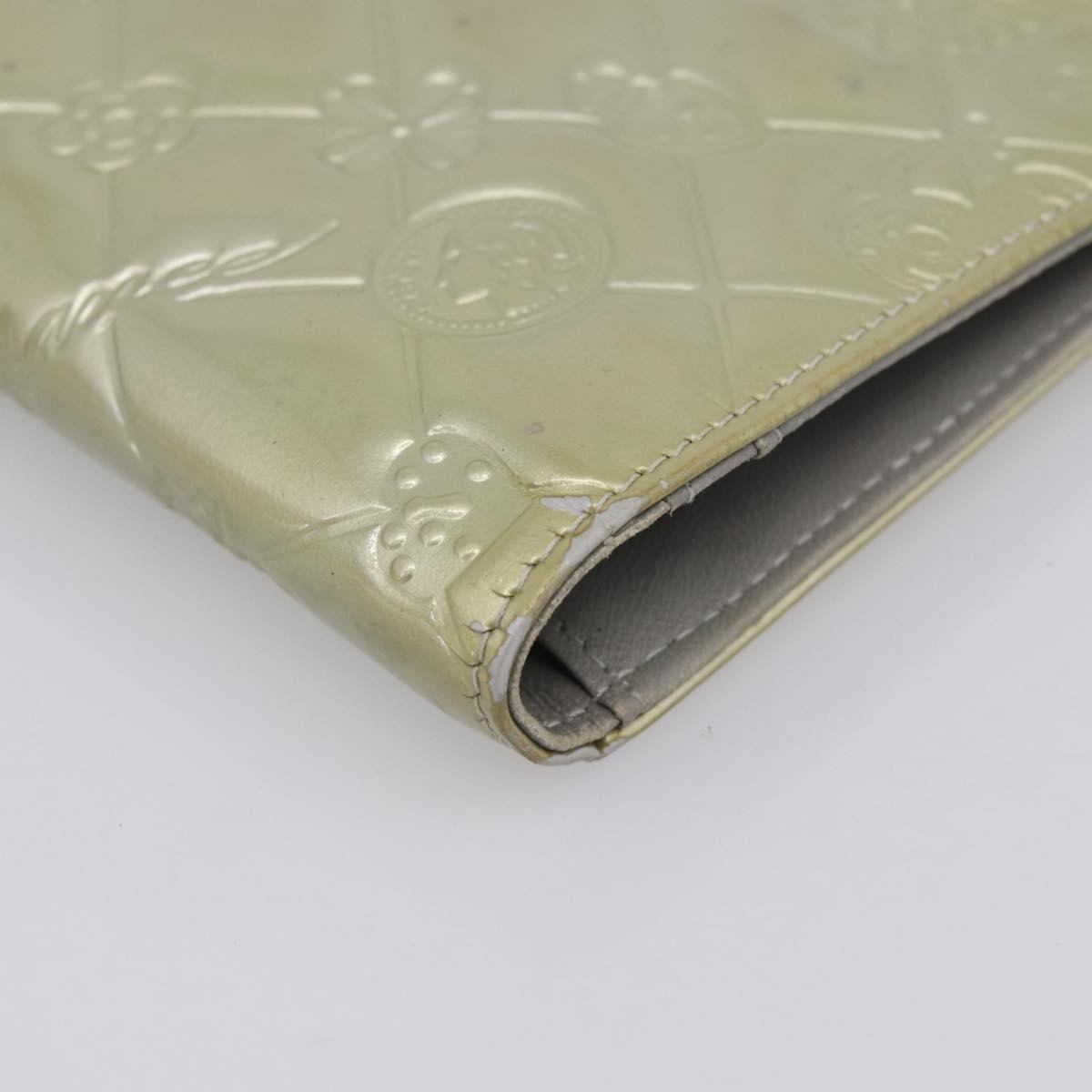 CHANEL Icon Line Long Wallet Leather Champagne Gold CC Auth bs38074
