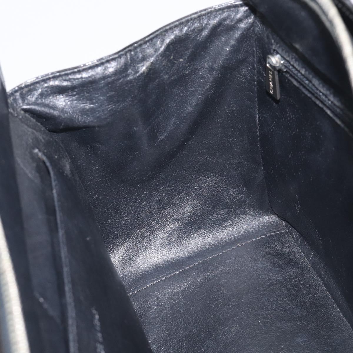 CHANEL Chain Matelasse Shoulder Bag Patent Leather Black Silver CC Auth bs38075