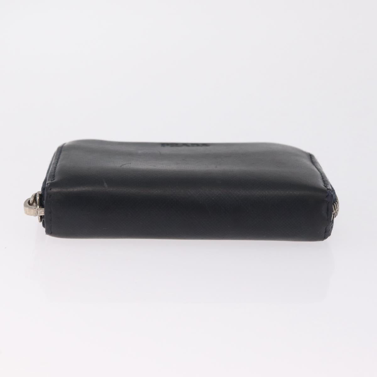PRADA Wallet Leather 2 Set Black Blue Auth bs38081