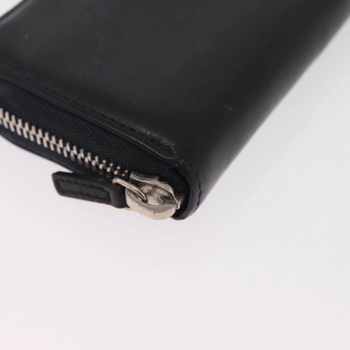 PRADA Wallet Leather 2 Set Black Blue Auth bs38081