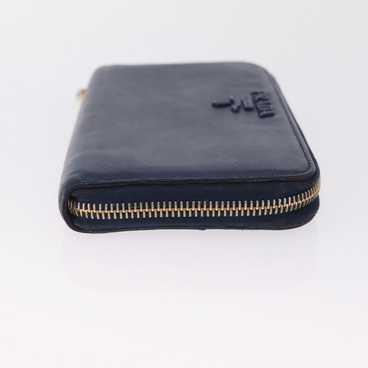 PRADA Wallet Leather 2 Set Black Blue Auth bs38081