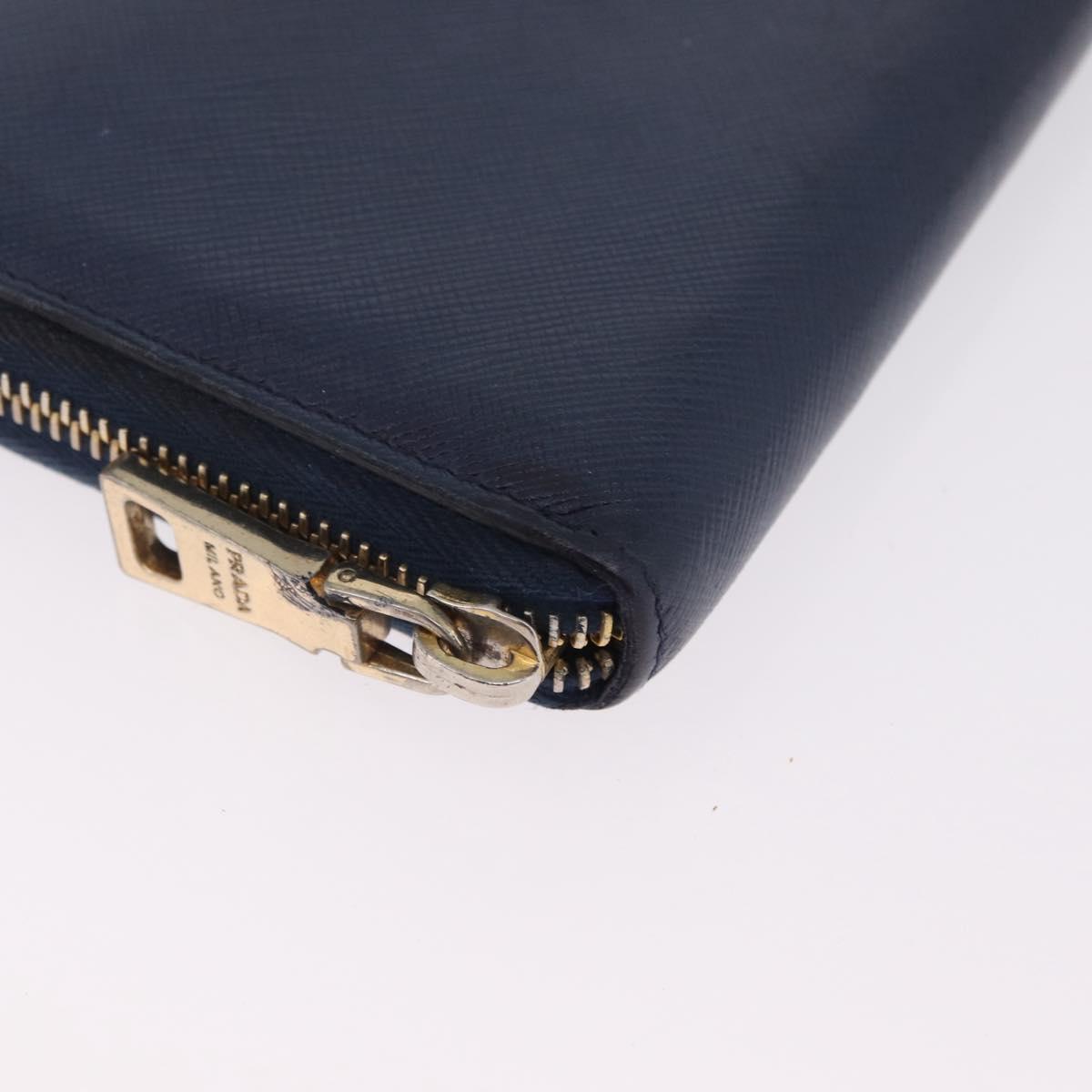 PRADA Wallet Leather 2 Set Black Blue Auth bs38081