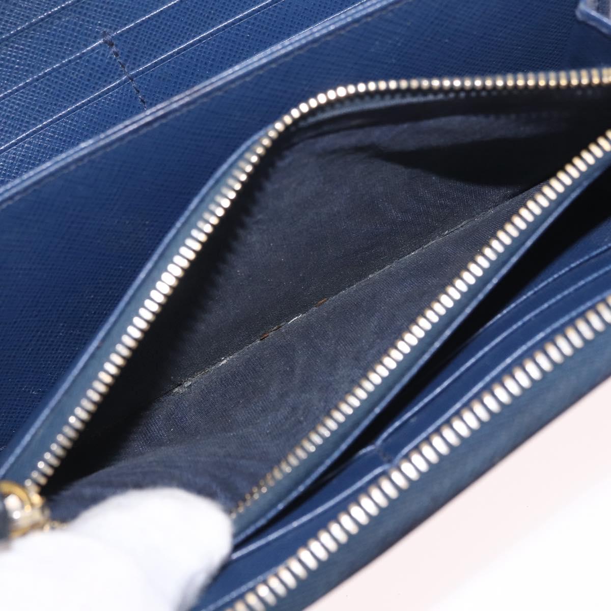 PRADA Wallet Leather 2 Set Black Blue Auth bs38081