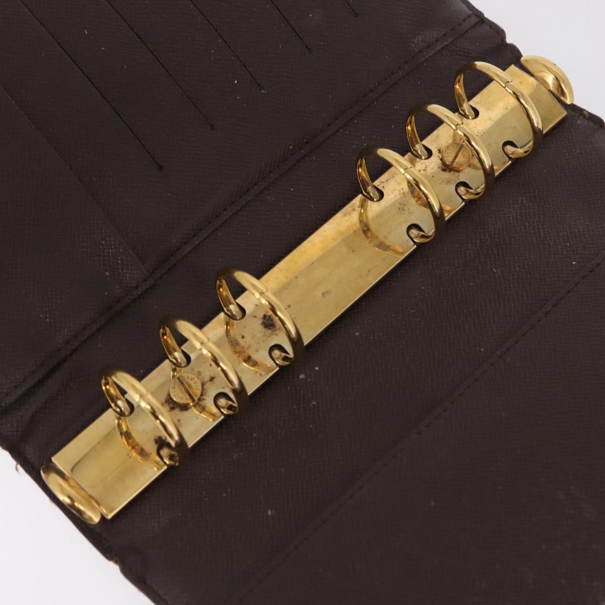 LOUIS VUITTON Damier Ebene Day Planner Cover Leather 2 Set LV Auth bs38083