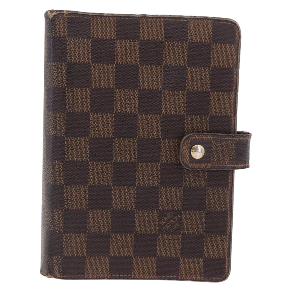 LOUIS VUITTON Damier Ebene Day Planner Cover Leather 2 Set LV Auth bs38083