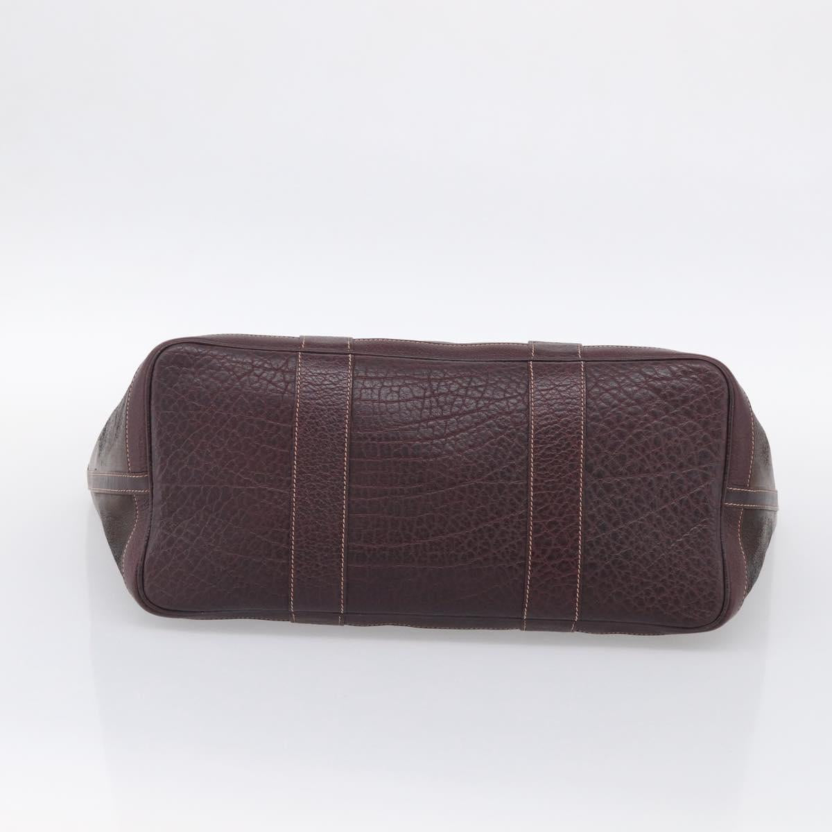 HERMES Amazonia Garden Party PM Hand Bag Leather Brown Silver Auth bs38084