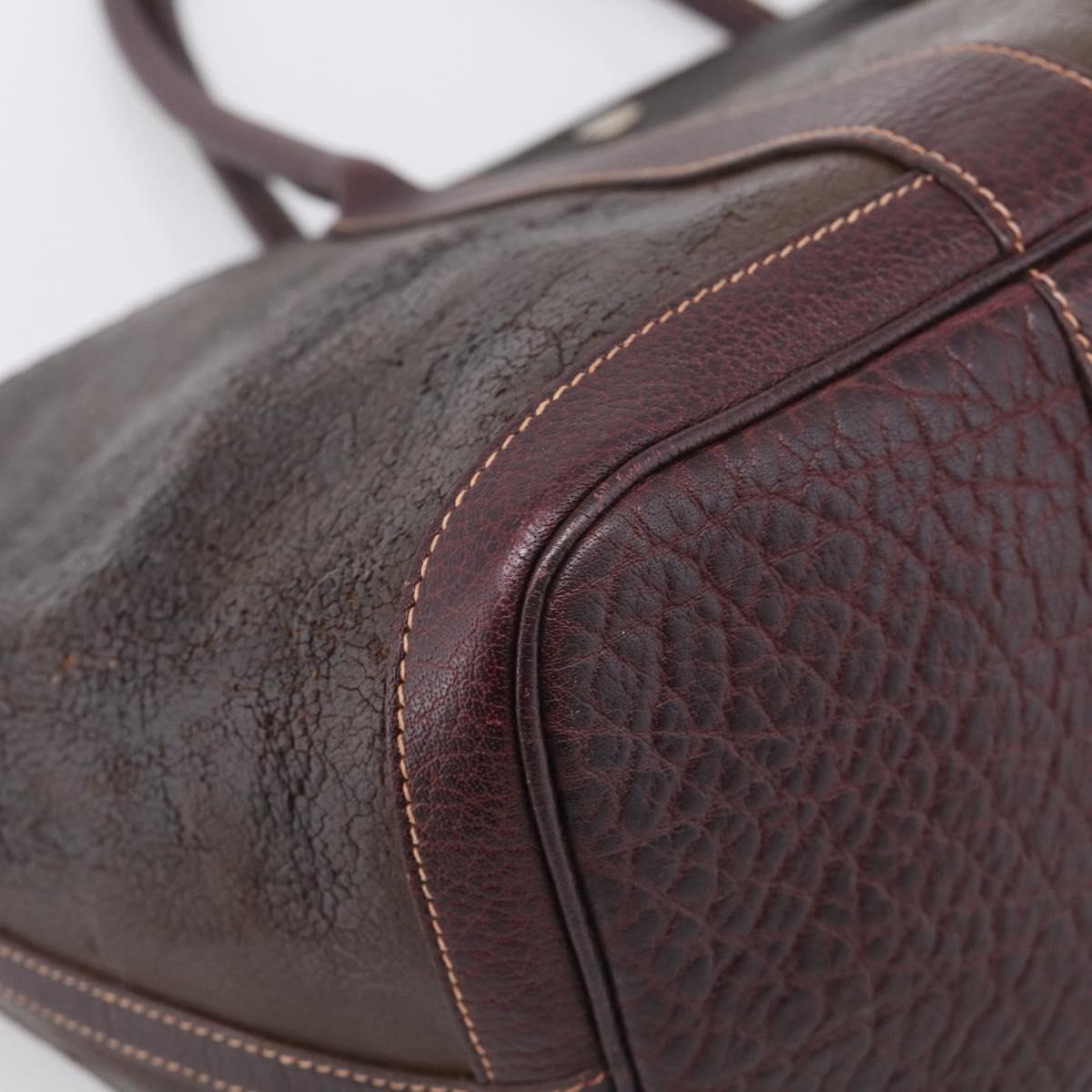 HERMES Amazonia Garden Party PM Hand Bag Leather Brown Silver Auth bs38084