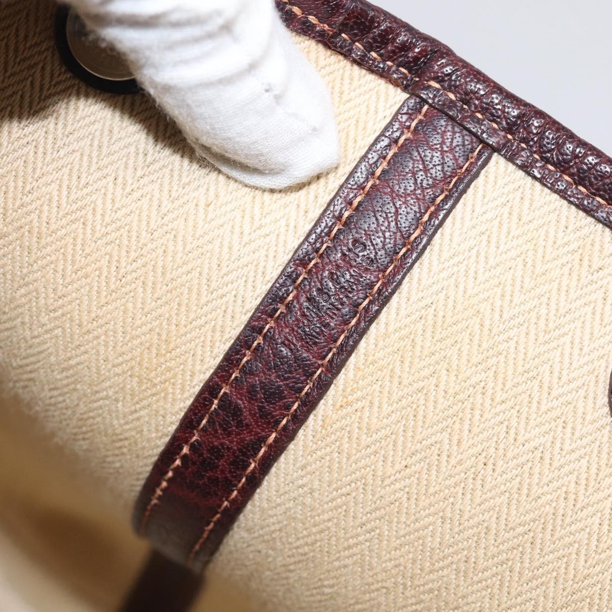 HERMES Amazonia Garden Party PM Hand Bag Leather Brown Silver Auth bs38084