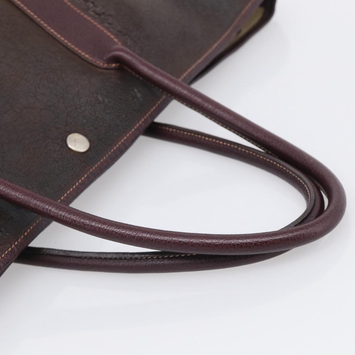 HERMES Amazonia Garden Party PM Hand Bag Leather Brown Silver Auth bs38084