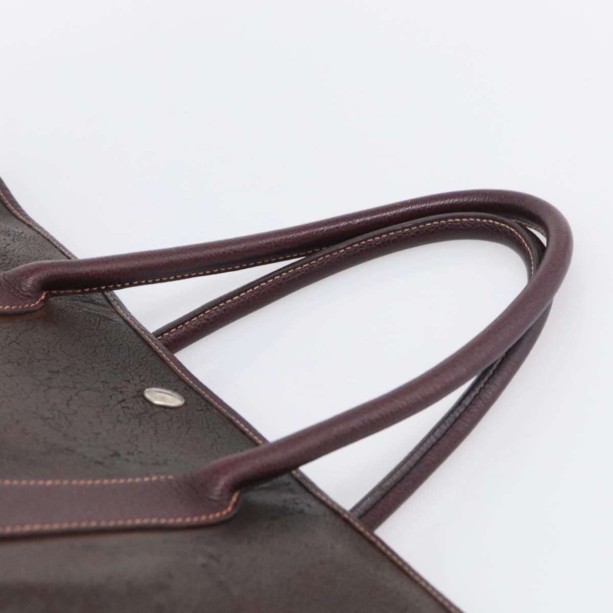 HERMES Amazonia Garden Party PM Hand Bag Leather Brown Silver Auth bs38084